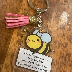 Free with purchase, Cute Bee Keychain with Pink Tassel